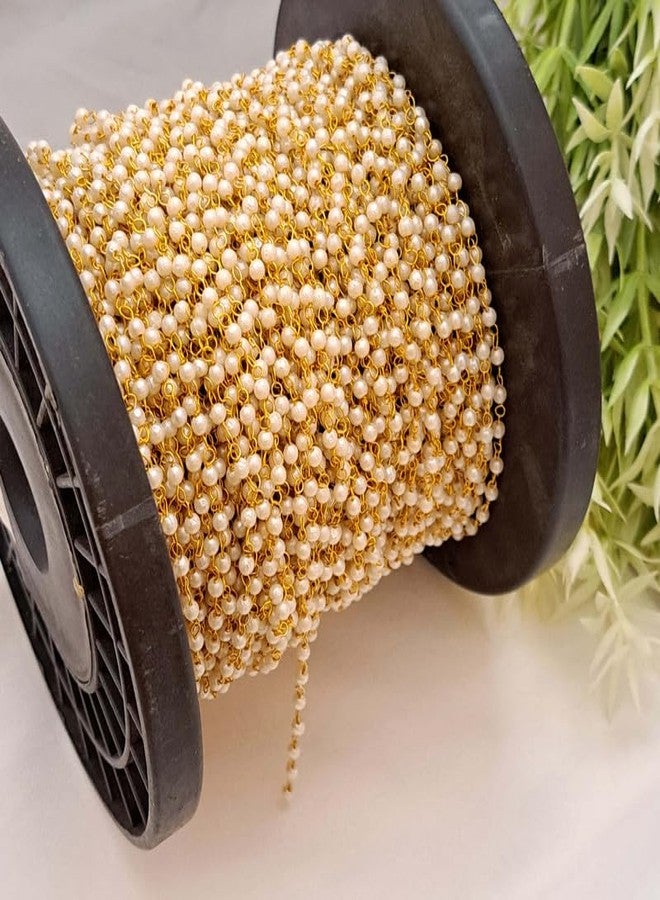 meryCraft Acrylic Pearl Beads Aati Chain in Long Lasting Brass Wire Fine Quality for Jewellery Making and Crafts Work Pack of 1 Mtrs - Image 1